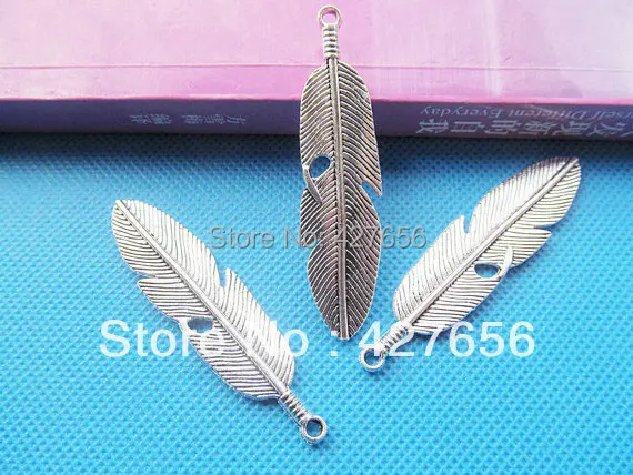 6pcs Vintage Antique Silver tone/Antique Bronze Heavy Filigree Long Feather Pendant Charm/Finding,DIY Accessory Jewellry Making