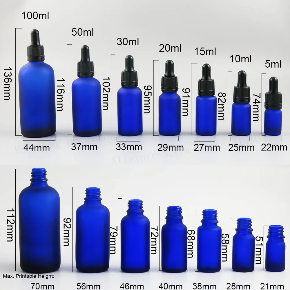 12 x podróży puste 5ml 10ml 15ml 20ml 30ml 50ml 100ml wielokrotnego napełniania mróz niebieski szklanych oczu butelki z kroplomierzem E ciecz pojemniki szklane