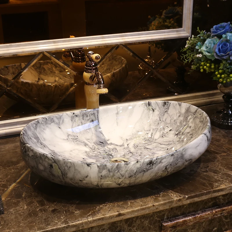 

Chinese Antique ceramic sink wash basin Ceramic Counter Top Wash Basin Bathroom Sinks small sink bathroom oval