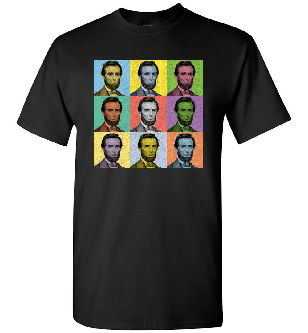 2019 Flash Print Cotton Slim Fit Crew Neck Abraham Lincoln Pop-Art Vintage-Style T-Shirt Tee, Men Women Printed Tops Tee