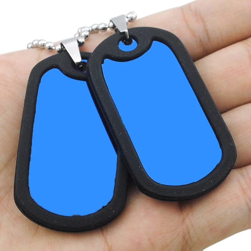 ATGO 2 Piece/Sets Fashion Stainless Steel Military Dog Tags Necklace Pendant Blank BJP19