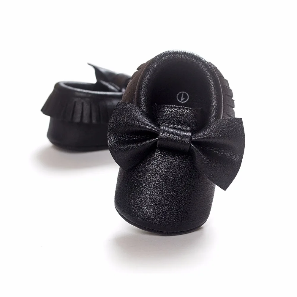 Fashion Solid Newborn Shoes Soft Sole Fringe Bow Knot Toddler First Walkers 0-2years Bebe Shoes Children Moccasins Colorful