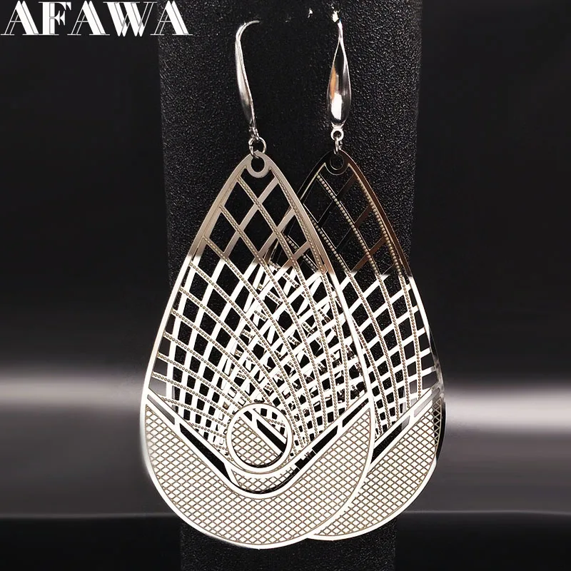 Stainless Steel Long Earrings for Women Round Silver Color Geometric Dangle Earrings Jewelry aros largos pendientes E1609S01