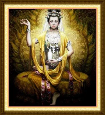 

DIY Cross Stitch Kit Needlework - Buddhism Guanyin Goddess Embroidery Set Religious Wall Art Decoration Famous Painting Design