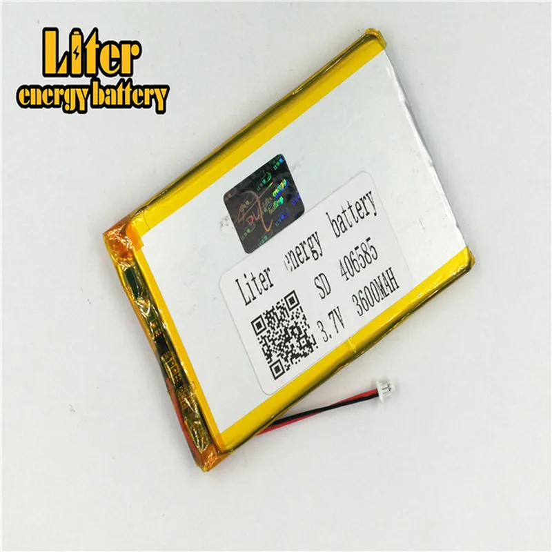 1.0MM 2pin connector 406585 3.7v 3600mah rechargeable lithium polymer Tablet PC e-books GPS PDA Digital Products