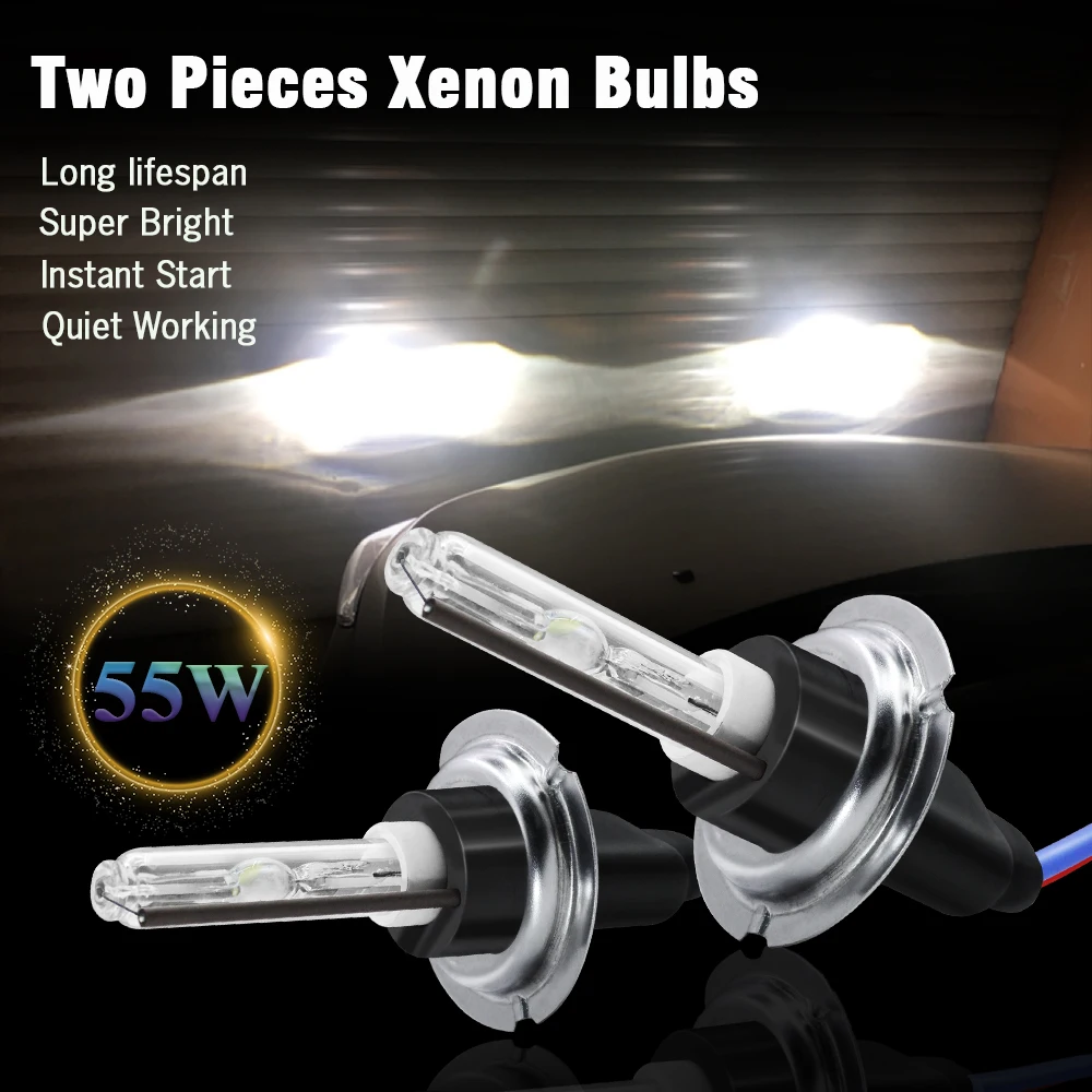 Cawanerl 55W bombilla de xenón HID para coche AC 4300K 6000K 8000K 12V para luz antiniebla de faro automático H1 H3 H7 H8 H9 H11 9005 HB3 9006 HB4
