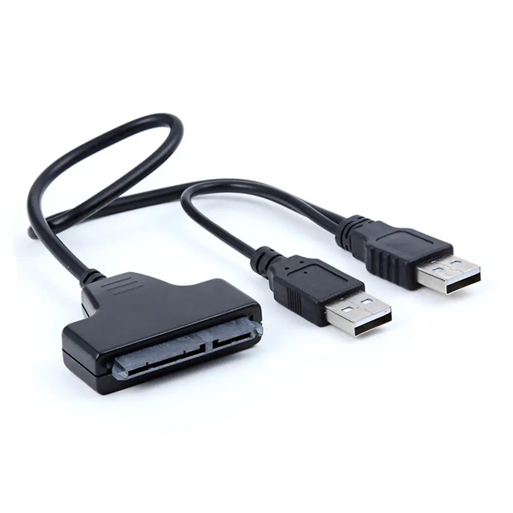 VENDA caliente de Luz Negra con Adaptador USB 2,0 para SATA 7 + 15 Pin 22 a 2,5 HDD, unidade De Disco rígido con Cabo de Ene