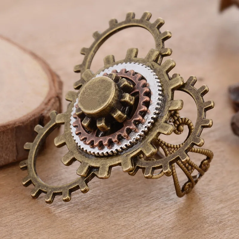 4cm Large Ring Face Mixed Vintage Colors Gear Parts Designed Adjustable Steampunk Mechancal Ring
