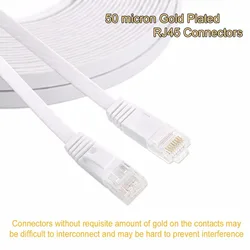 Cabo de Rede Ethernet UTP Plano, RJ45 Patch Cable, Cabo LAN, Preto e Branco Cor, 25cm, 3 pés, 1,5 pés, 1m, 2m, 3m, 10 pés, 5m, 10m, 15m, 20m, 30m