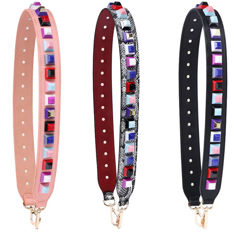 

2024 New Interchangeable Leather Shoulder Strap Rivets Strap You Bag Accessories Lady Shoulder Bag Strap PT1199