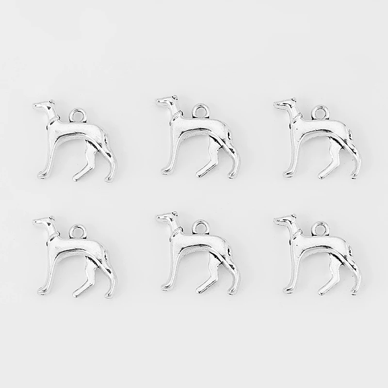 20pcs Silver Color Greyhound Whippet Hound Dog 3D Charms Pendants Beads DIY Necklace Jewelry Finding Handmade Crafts Accessories