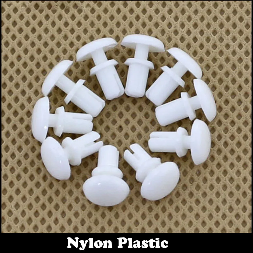 

100pcs R4080 4.1mm Diameter Hole White Black Nylon Plastic Insulating Fastener Retainer Cover PC Board Clip R Type Push Rivet