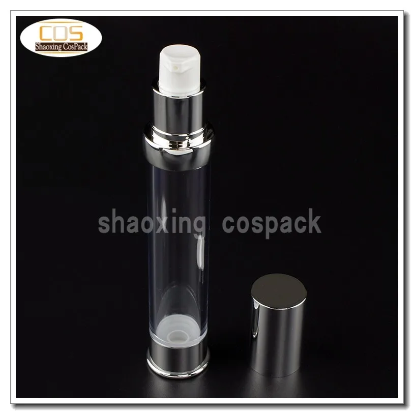 

50PCS Online Selling ZA218-30ml clear cosmetic bottle with airless dispenser, 30ml empty foundation cosmetic packaging