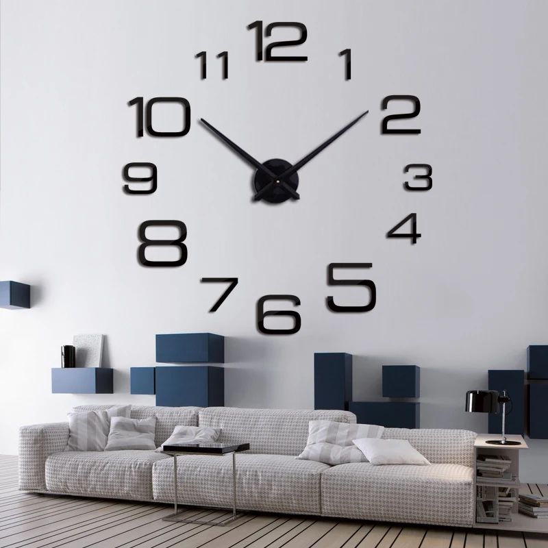 Fashion Large Wall Clock Modern Design Acrylic Mirror Europe Diy 3d Stickers Decorative Quartz Watch Living Room