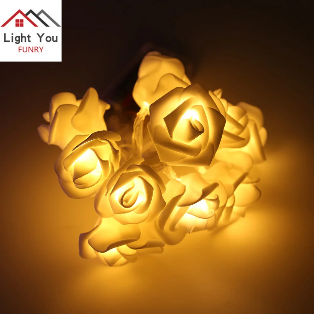 10LED Battery Box Simulation Rose Flower Holiday Decoration Light String Christmas Party Interior Light