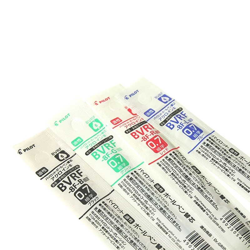 Pilot BVRF-8F 6pcs/lot Acro Ink Ballpoint Multi Pen Refill - 0.7 mm - Black/Blue/Red/Green For Dr. Grip