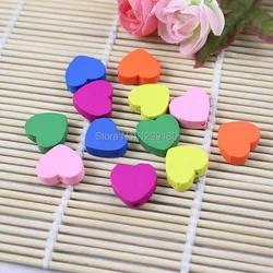 50pcs/lot Wholesale Colorful Lead-free Heart Wood Beads for Bracelet/Necklace 18x16mm (K02053)