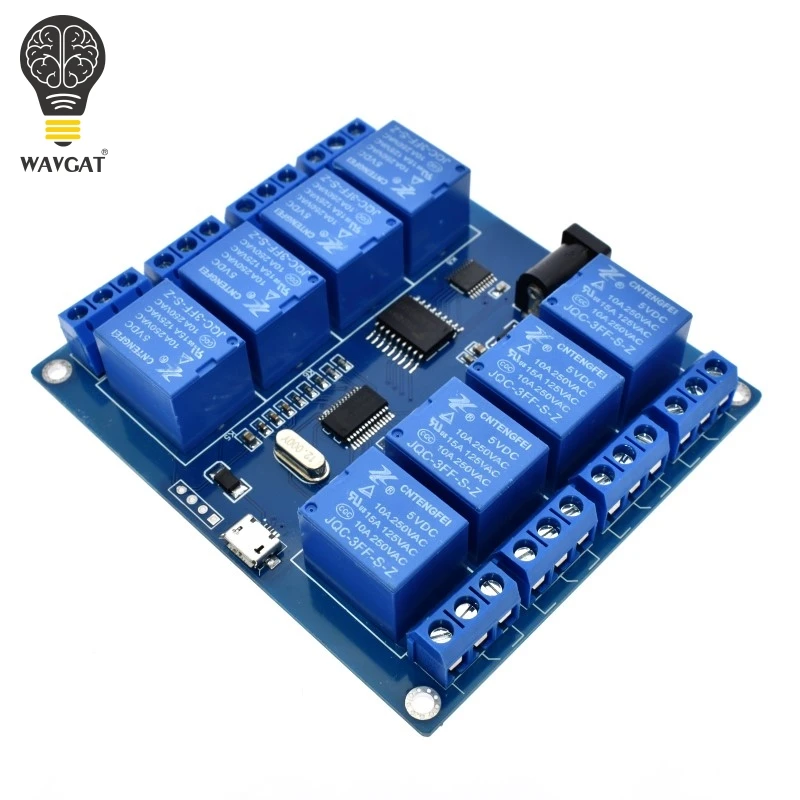 WAVGAT DC 5V 10A 4 8 Channel Relay Module Micro USB Board With Indicator PC Upper Computer ICSE014A Software Control