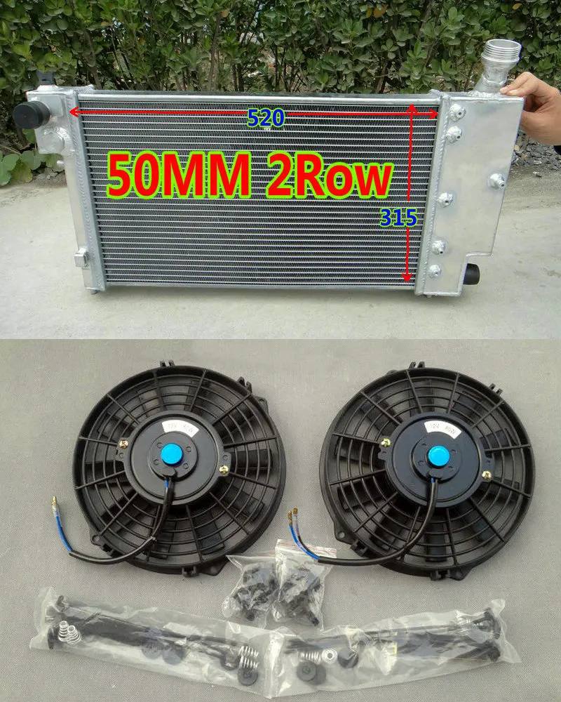 50MM Aluminum Race Radiator + Fans For PEUGEOT 106 Rallye Phase S16 / Citroen Saxo Chanson VIS VTR 16V 1996-2001 1.1/1.4/1.6L