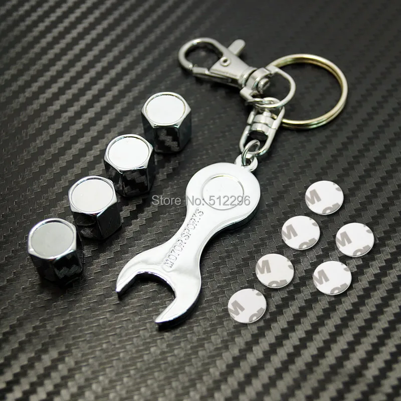 300Set Car Chrome Zinc Alloy Tyre Valve Caps 4pcs With Wrench Keychain For Wholesale Mixed Order #J-3750