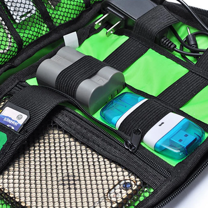 Outdoor Travel Kit Waterproof Nylon Cable Holder Bag Electronic Accessories USB Drive Storage Case Camping Hiking Organizer Bag 5
