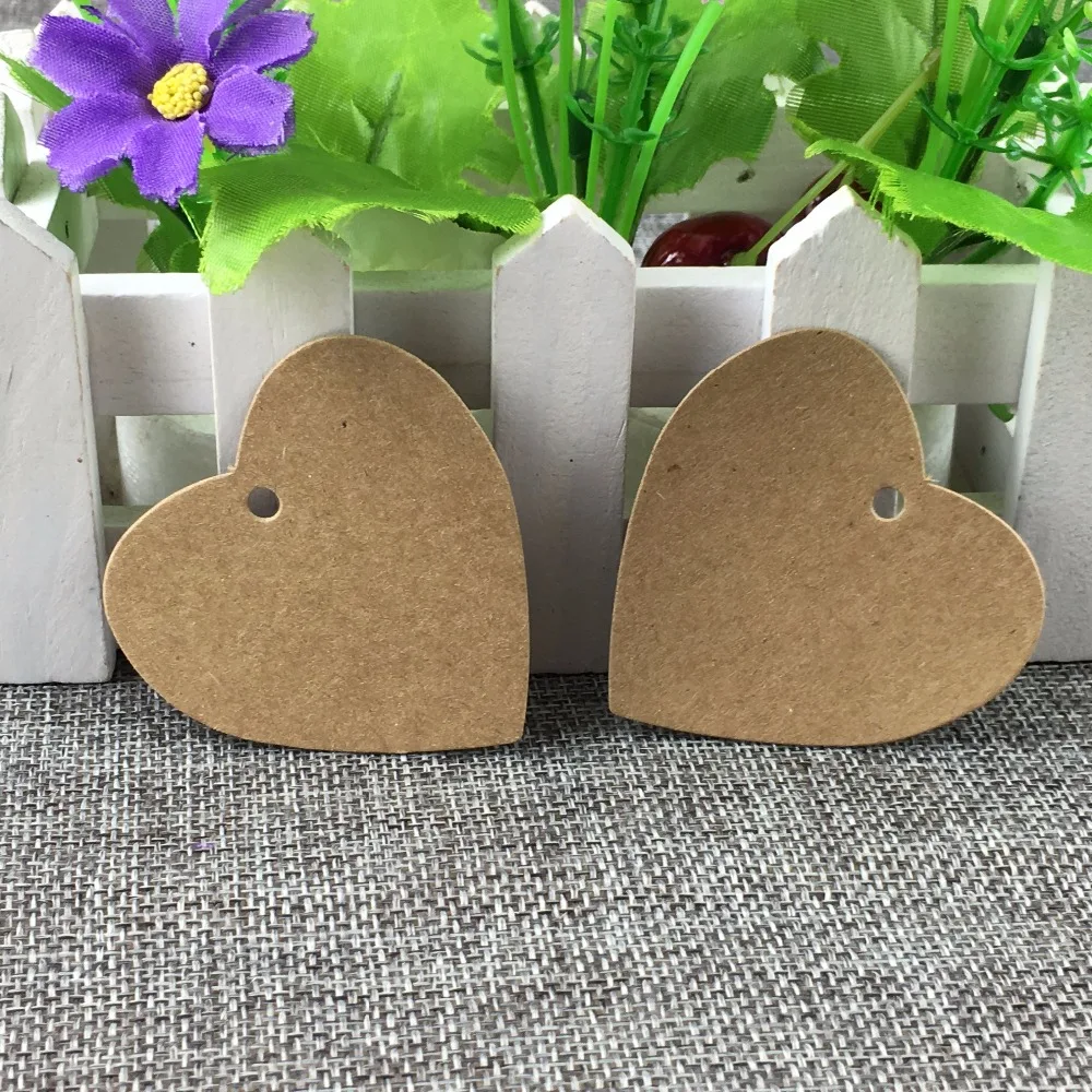 200 pcs/lot 5.5x5cm DIY blank heart shape kraft paper tags/gift decorated card/baking price tags/clothing tags