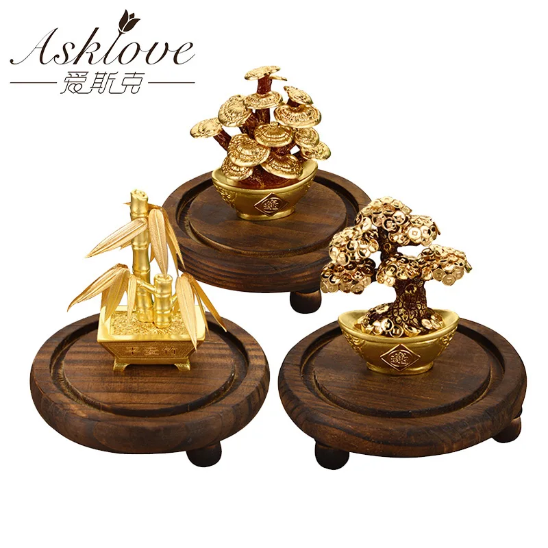 

24K Gold foil Money tree Feng shui Bonsai Artificial Plant Ornament Fortune tree Luxury Business Gifts Home Decor Celebration