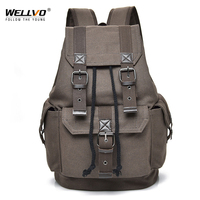 Canvas Vintage Backpack Men Teenage Boys  Students School Bag Travel Rucksack Large Capacity Drawstring Bags Mochila Male