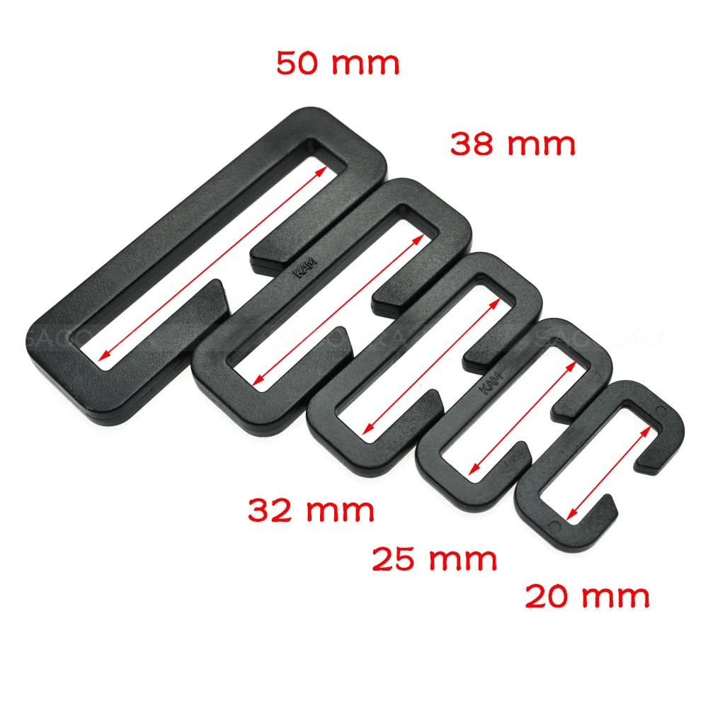 Looploc Plastic Rectangular Ring Buckle Ribbon Slider Belt Accessories Black