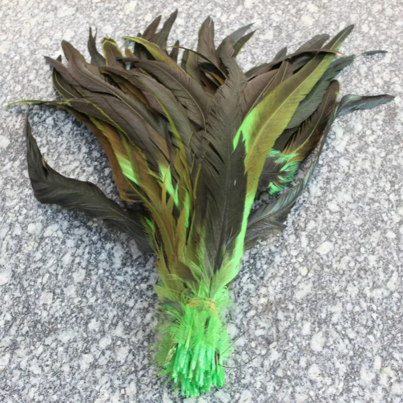 

New! Wholesale high quality 500 pc fruit-green rooster feathers, 12-14 "/ 30-35CM DIY jewelry decoration, art props accessories