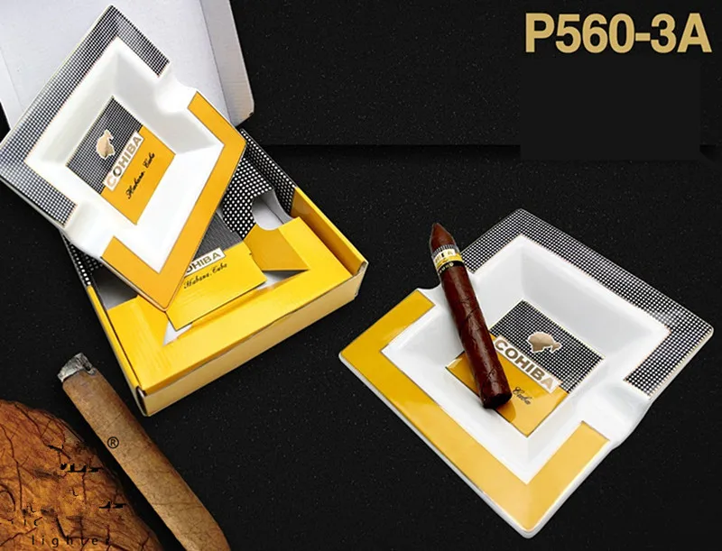 1pcs Ceramic cigars luxury ashtray gold for car cohiba Smoke Dish  ash tray Gift Packaging port cuban spain accessories