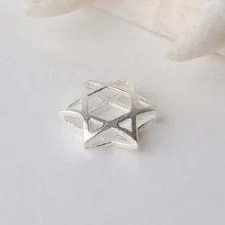 solid 925 sterling silver six-pointed star charm beads, spacer loose bead with 1.3mm hole jewelry diy components accessories