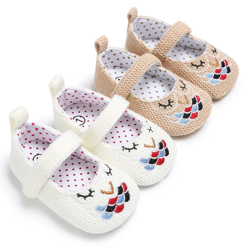 

Wool Woven Embroider Princess Baby Shoes Girl Baby First Walker Anti-Slip Sneaker Soft Sole Toddler Shoes Newborn Baby Moccasins