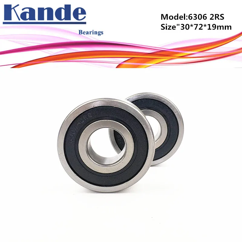 Kande 63062RS 1pc ABEC-5 6306 2RS Single Row Deep Groove Ball Bearing 30x72x19 mm 6306RS Bearing