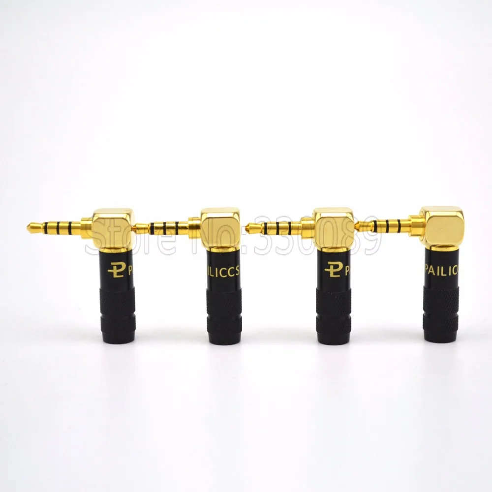 4pcs 3.5mm Black L Shape 90 Degree Jack Audio Connector male adapter For DIY headphone cable Solder 4 pole