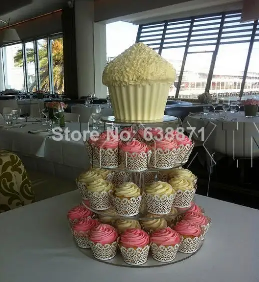 Wholesale-free Shipping Promotional 4 Tier Round Acrylic Cupcake Stand 4 Tier Wedding Party Shower Baby Party Shower decoration