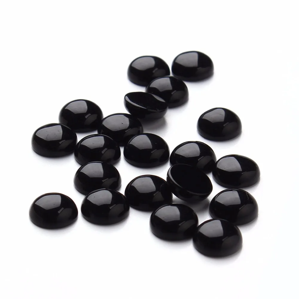 Fashion 10pcs/lot 12 10mm Round Flatback Black Onyx Cabochons Beads Natural Stone Cabochon Base Beads for DIY Jewelry Making