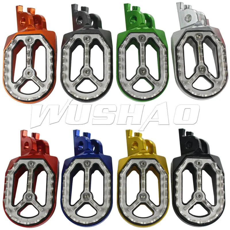 Motorcycle Foot Pegs Aluminum Footrests Footpeg Rests For Kawasaki KX250F KX450F KLX450 KX250 KX 250F 450F 250 KLX 450 Green