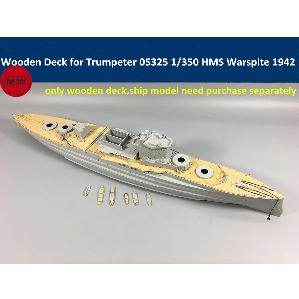 

1/350 Scale Wooden Deck for Trumpeter 05325 HMS Warspite 1942 Battleship Model CY350025