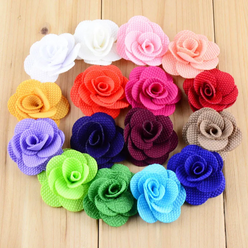 160 pcs/lot , 4CM Petite Roses Flower,  Linen Fabric Flower, Burlap fabric DIY Flower