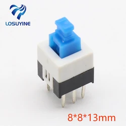 30pcs/lot Square 8x8x13mm 6 Pin DPDT Mini Push Button Self-locking Switch G65 Multimeter Switch