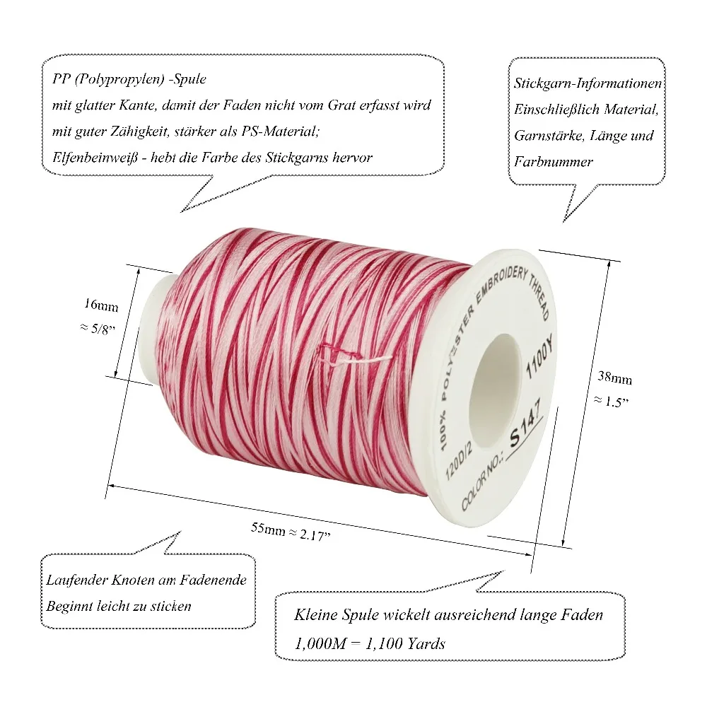 Simthread 12 Variegated colors machine Embroidery thread 1100 Yds each as sewing quilting overlocking piecing tatting thread