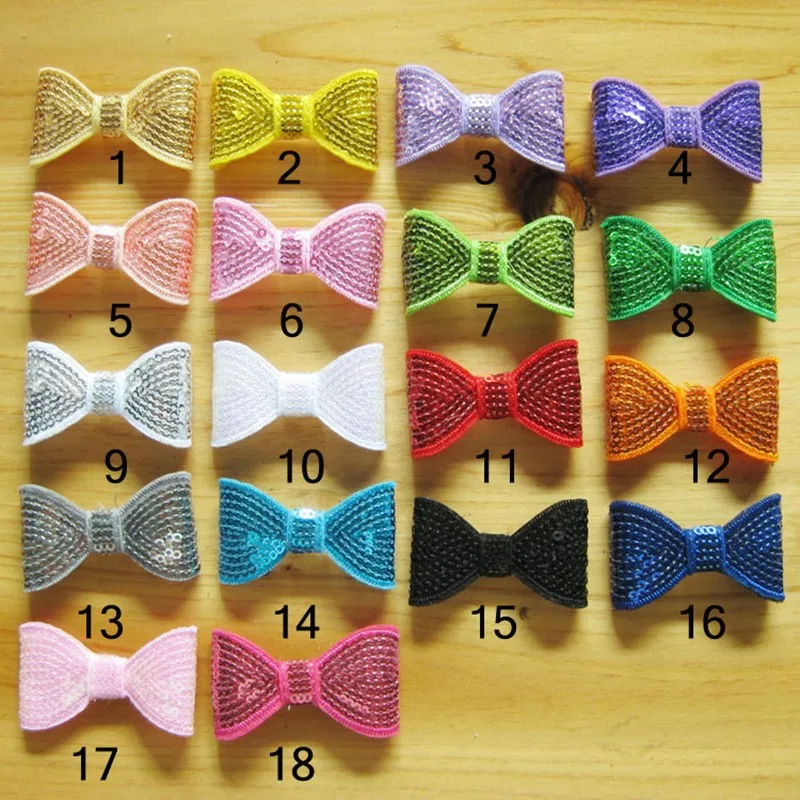 10PCS 5CM Shiny Sequin Hair Bows For Headbands  Applique Glitter Sequin Hair Bows For Sewing Craft Hair Accessories