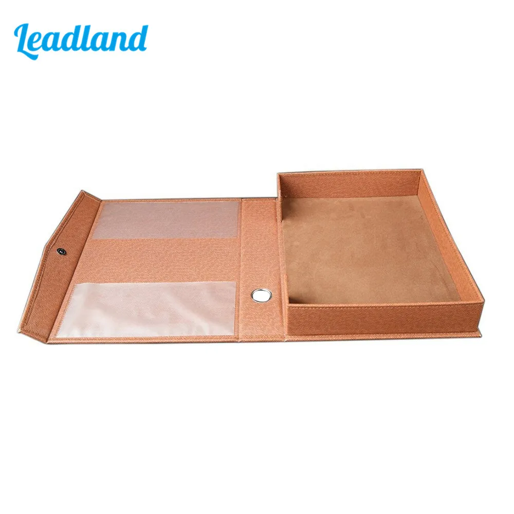 A4 PU Leather File Rack Holder Document Tray Paper Storage Box Clip Holder Office Gift File Desk Organizer