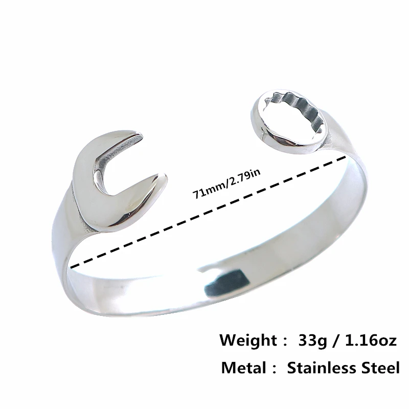 316L Stainless Steel Cool Polishing Spanner Bangle