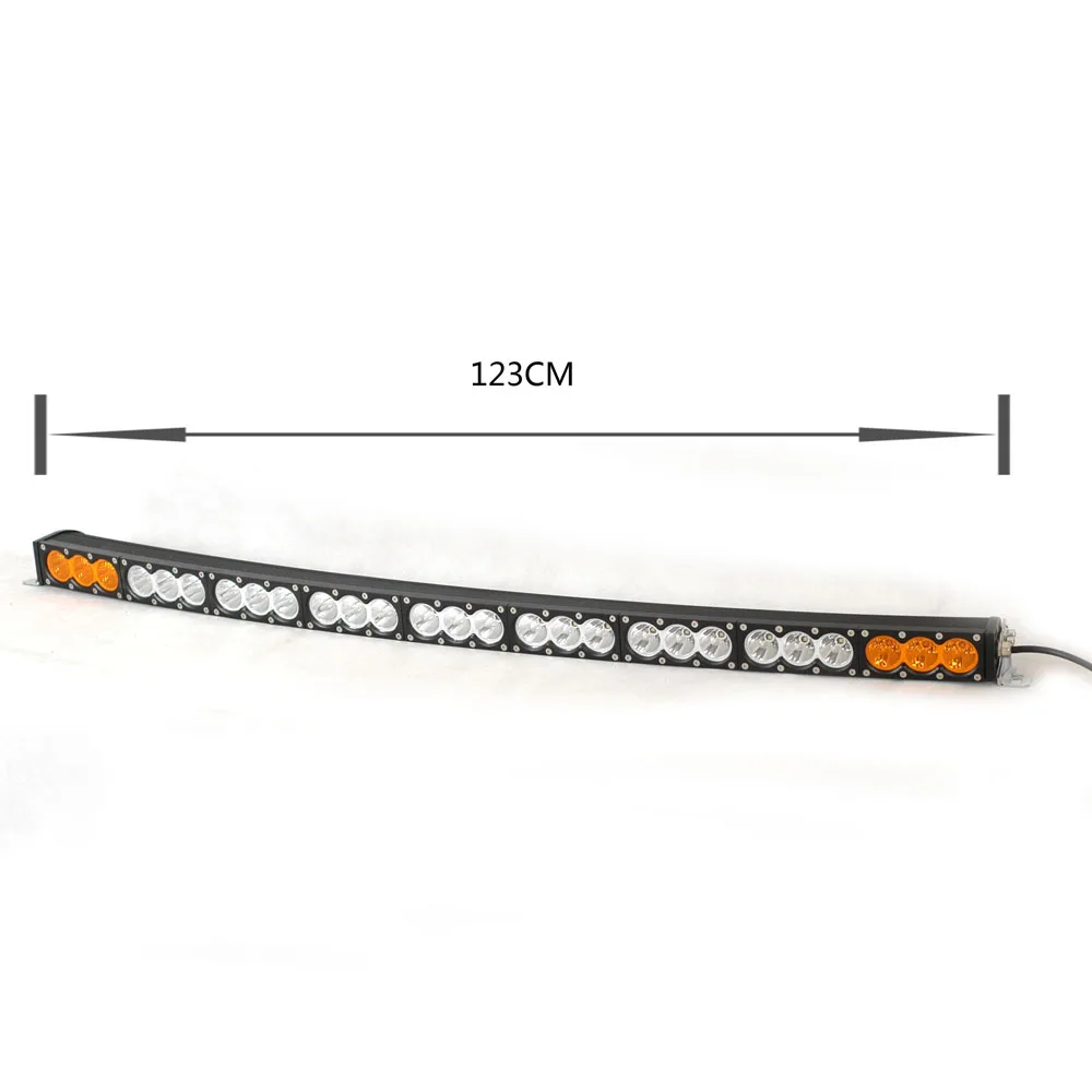 Car Accessories 270W Amber White Double Color Curved Single Row Led Light bar For Truck Suv