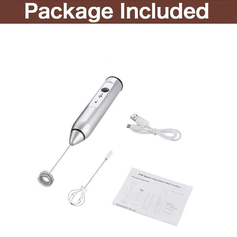 Rechargeable Electric Milk Frother With 2 Whisks, Handheld Foam Maker For Coffee, Latte, Cappuccino, Hot Chocolate, Durable