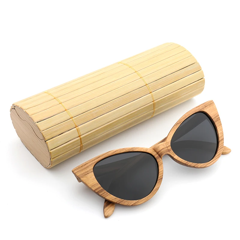 2026 Cat Eye Wood Sunglasses Bamboo Handmade Zebra Wooden Frame Fashion Butterfly Women Sun Glasses Polarized UV400