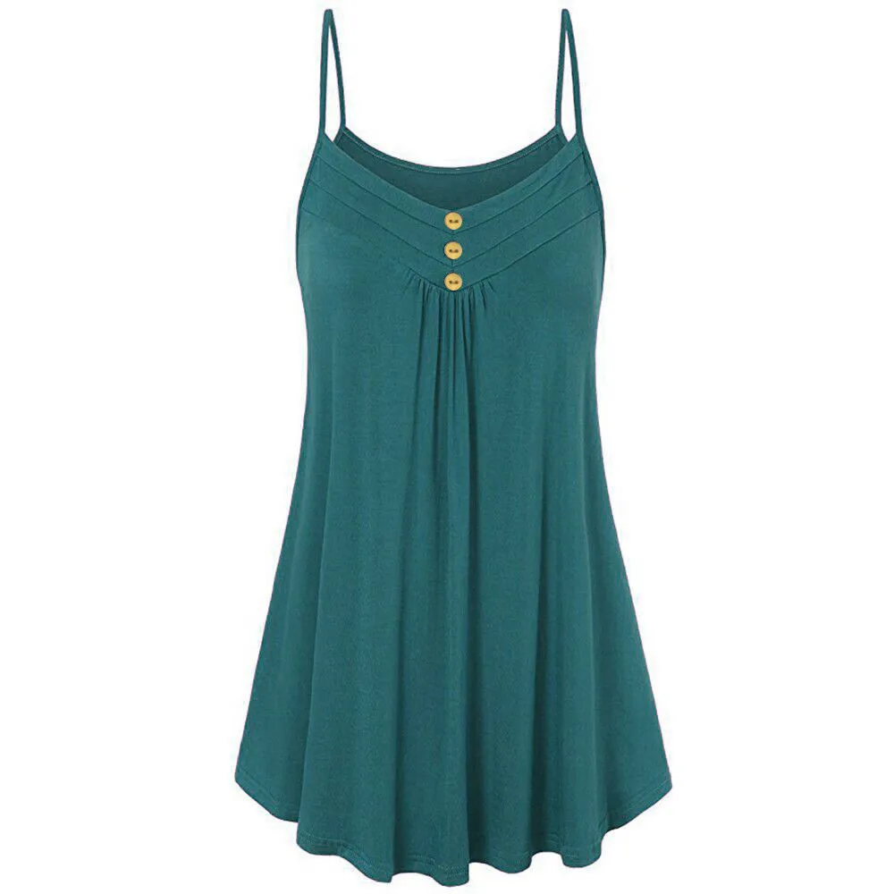  5XL Summer Tank Top Womens Tunic Button V Neck Tops Sleeveless Loose Casual Camis Ladies Clothes Women  haut femme#H20 image 3