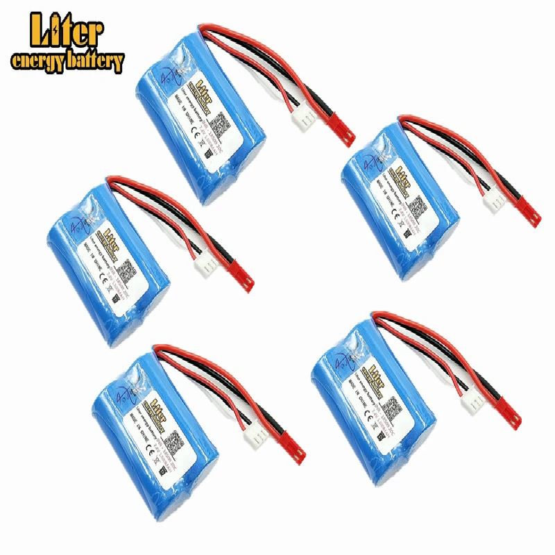 5 uds 7,4 V 1300mAH 18500 20C batería Lipo para MJX T10 T11 T34 HQ 827 871 batería de helicóptero de control remoto 7,4 V 1300 mAH batería